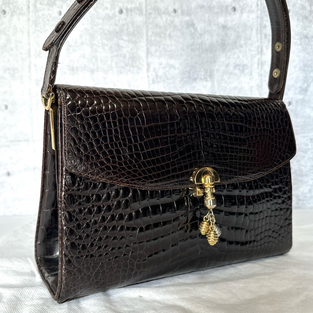 MORABITO - 【良品】MORABITO クロコダイル ダークブラウン ゴールド MORABITO - 【良品】MORABITO クロコダイル ダークブラウン ゴールド