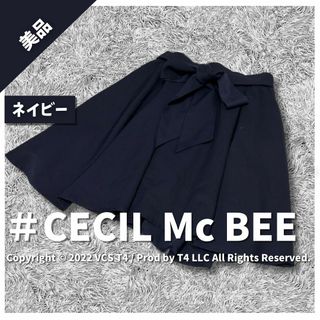 CECIL McBEE - 【美品】セシル マクビー ひざ丈スカート M ウエストリボン ゴム ✓3281