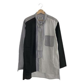 【美品】  S'YTE YOHJI YAMAMOTO / サイトヨウジヤマモト | 2022SS | CRAZY STRIPE SWITCHING BOW COLLAR SHIRT クレイジーストライプ ボウタイカラー 切替 シャツ ユニセックス | 3 | ブルー / ブラック | メンズ(Tシャツ/カットソー(七分/長袖))