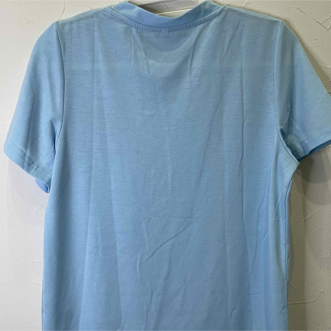 トップス Tシャツ 半袖 カジュアル レディース 青 夏 プリント レディースのトップス(Tシャツ(半袖/袖なし))の商品写真