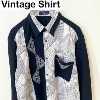 Vintage 刺繍デザイン　シャツ　長袖　古着　ヴィンテージ　レトロ(シャツ)