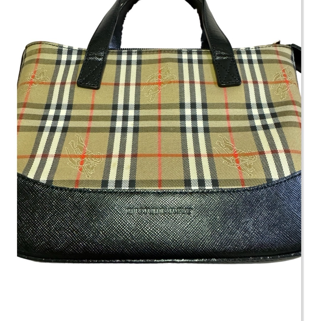 BURBERRY(バーバリー)のBURBERRY バーバリー ノバチェック キャンバス レザー ハンドバッグ  レディースのバッグ(ハンドバッグ)の商品写真