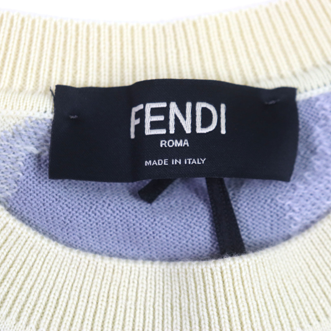 FENDI(フェンディ)の未使用品▼FENDI フェンディ 2021年製 FZX039 FFズッカ柄 総柄 クルーネック ニット イエロー マルチカラー 46 イタリア製 正規品 メンズ メンズのトップス(ニット/セーター)の商品写真