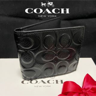 COACH - 贈り物にも☆コーチ 財布 スリム二つ折り　ミニマル 本革 大人のシグネチャー