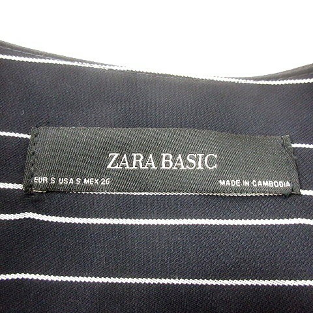 ザラ ベーシック ZARA BASIC カーディガン ロング ストライプ S 紺 レディースのトップス(カーディガン)の商品写真