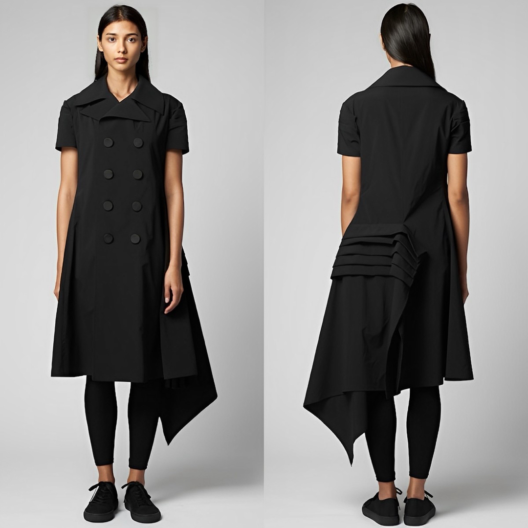 Yohji Yamamoto(ヨウジヤマモト)のヨウジヤマモト PE/TAFFETA PICKED TUCK TRENCH C レディースのジャケット/アウター(トレンチコート)の商品写真