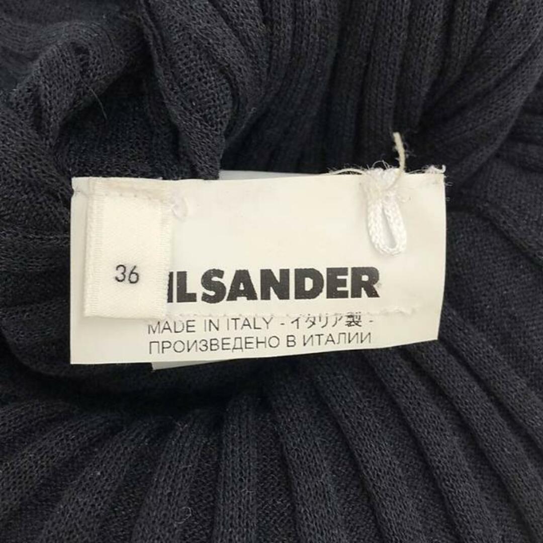 Jil Sander(ジルサンダー)のJIL SANDER / ジルサンダー | リネン混 変形 リブニット ロングドレス ワンピース | 36 | ネイビー | レディース レディースのワンピース(ロングワンピース/マキシワンピース)の商品写真