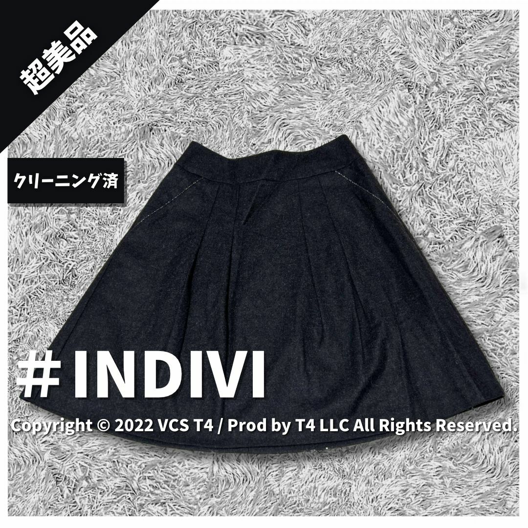 INDIVI(インディヴィ)の【超美品】インディヴィ ひざ丈スカート 38 ブラック ✓3180 レディースのスカート(ひざ丈スカート)の商品写真