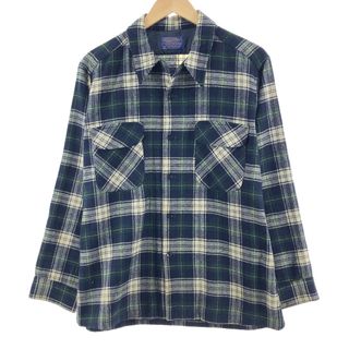 ペンドルトン(PENDLETON)の古着 70年代 ペンドルトン PENDLETON ボードシャツ チェック柄 長袖 ウールボックスシャツ USA製 メンズL ヴィンテージ /eaa385327(シャツ)