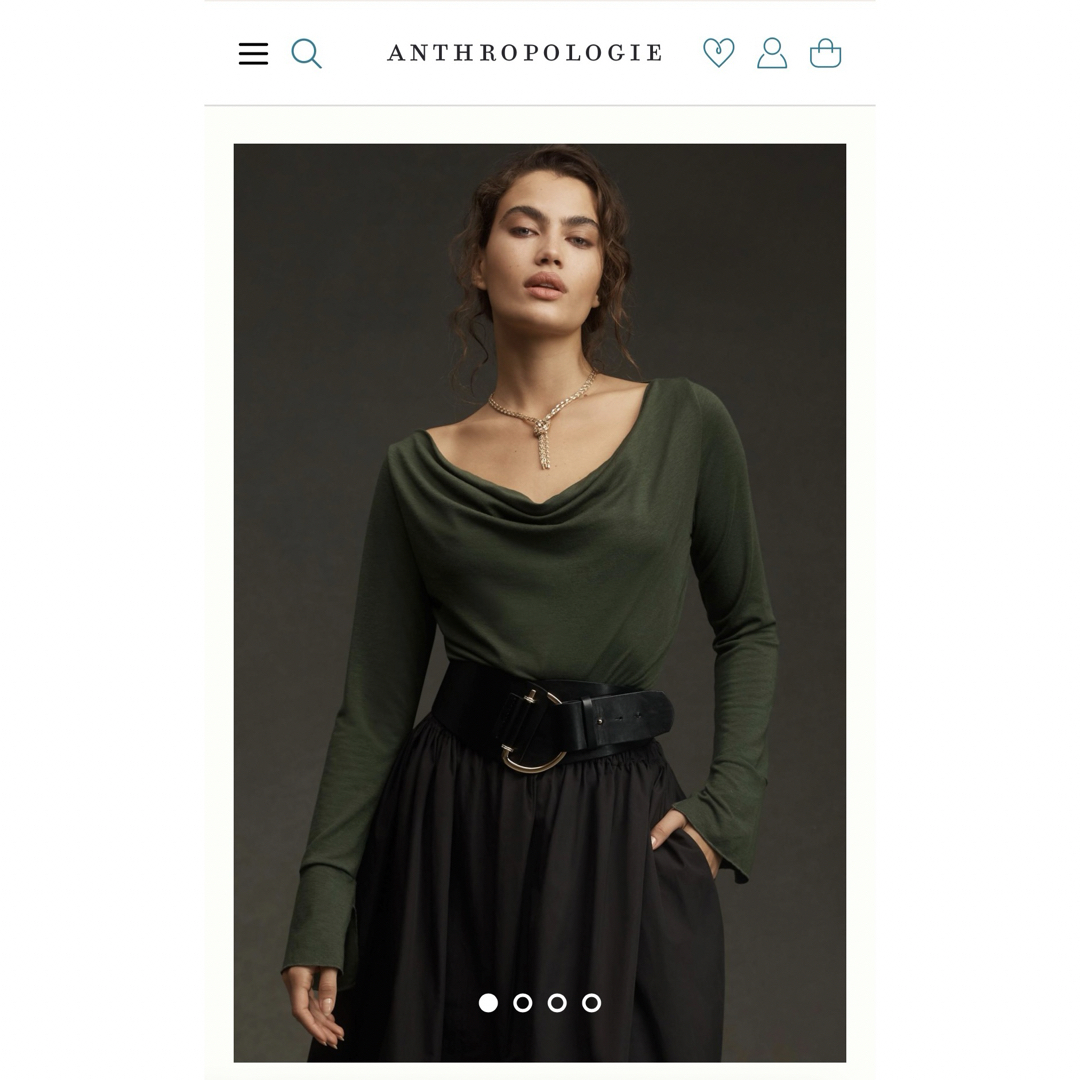 Anthropologie(アンソロポロジー)の【新品タグ付】アンソロポロジー　ロングスリーブ・カウル・ネック・トップ レディースのトップス(カットソー(長袖/七分))の商品写真