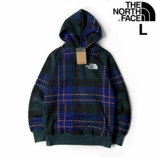 ザノースフェイス(THE NORTH FACE)のノースフェイス パーカー US限定 上質(L)青 緑 チェック柄 181130(パーカー)