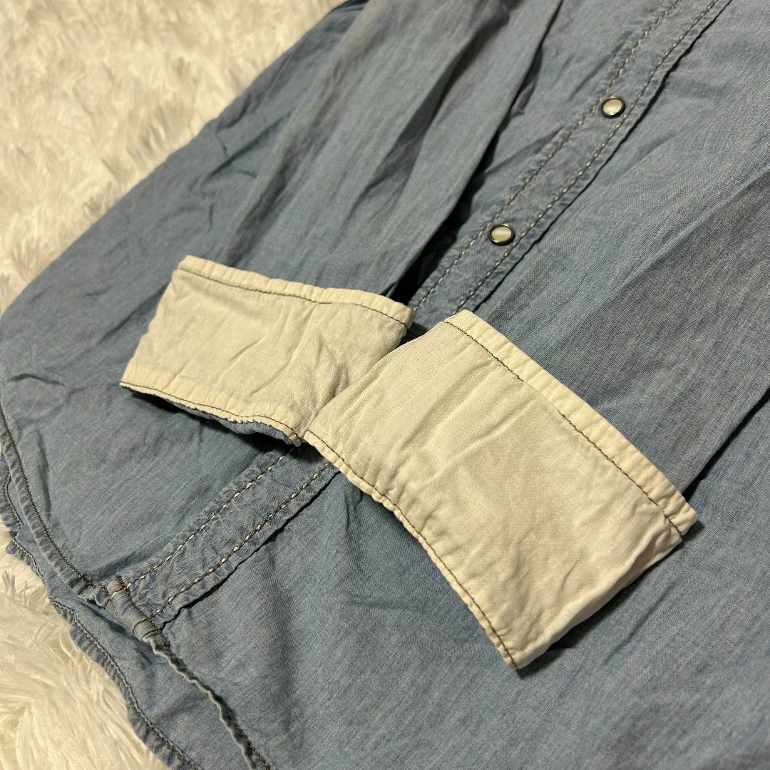 GUESS(ゲス)の【美品】ゲス シャツ/ブラウス(七分/長袖) S デニムシャツ ✓3153 レディースのトップス(ポロシャツ)の商品写真