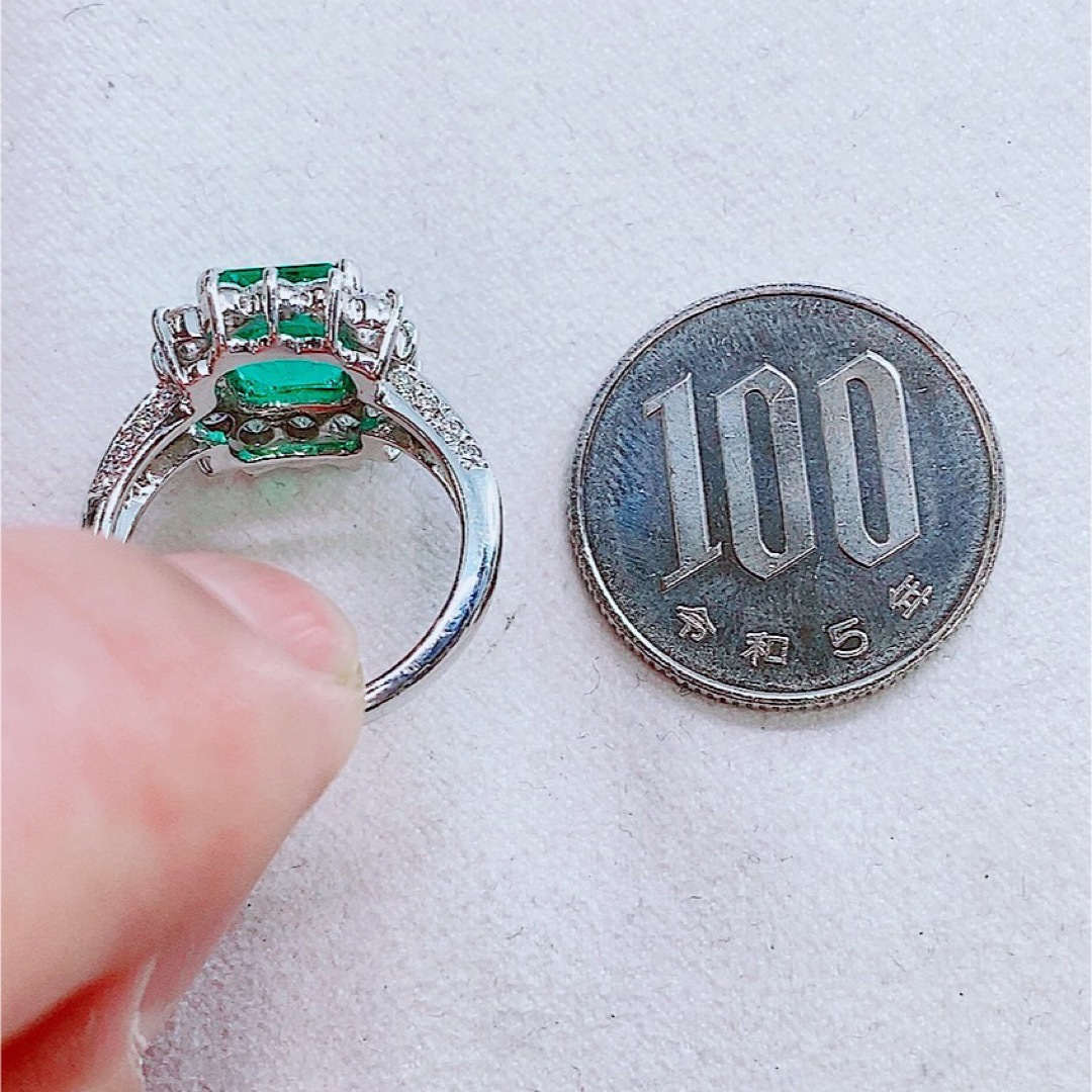 6.8g★1.94ct★✨エメラルド1.00ctダイヤモンドプラチナリング指輪 レディースのアクセサリー(リング(指輪))の商品写真