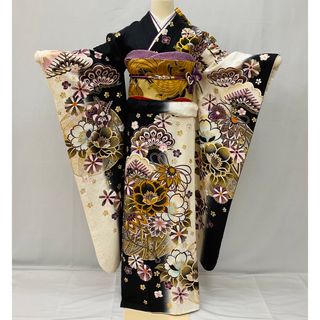 豪華振袖 鮮やか黄緑 隠れ雲 金駒刺繍 正絹 袷 リメイクの通販 by けい