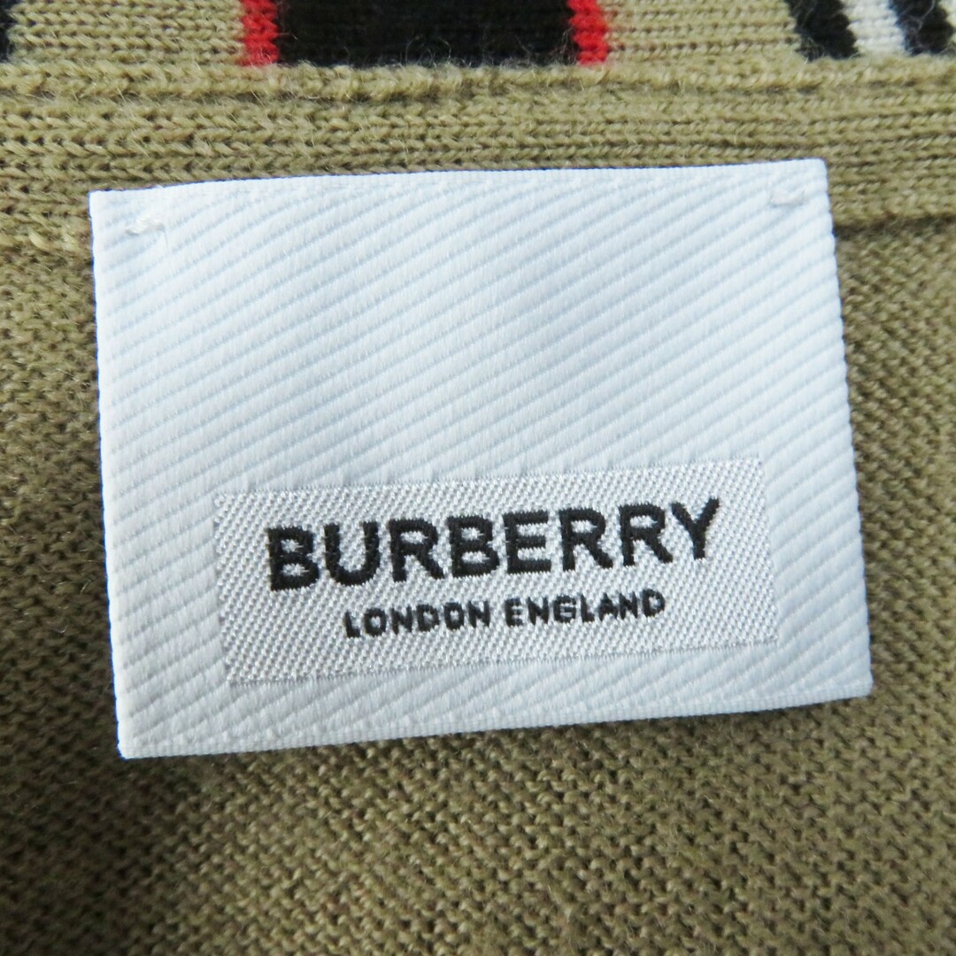 BURBERRY(バーバリー)の美品◎BURBERRY バーバリー 8010606  アイコンストライプ ウール カーディガン ポケット付き ニット  ベージュ M 正規品 レディース レディースのトップス(カーディガン)の商品写真