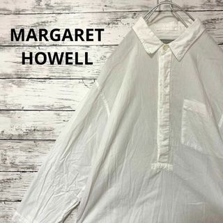 マーガレットハウエル(MARGARET HOWELL)のMARGARET HOWELL 七分袖プルオーバーシャツ 白 人気 シンプル(シャツ)