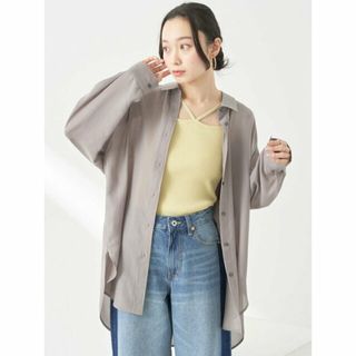 アースミュージックアンドエコロジー(earth music & ecology)の【グレーベージュ】シアーシャツ レディース/春夏/24SS(シャツ/ブラウス(長袖/七分))