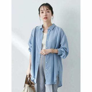 アースミュージックアンドエコロジー(earth music & ecology)の【ブルー】シアーシャツ レディース/春夏/24SS(シャツ/ブラウス(長袖/七分))