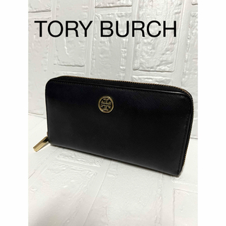 トリーバーチ(Tory Burch)の☆ トリーバーチ 長財布 ラウンドファスナー ゴールドロゴ ブラック(財布)