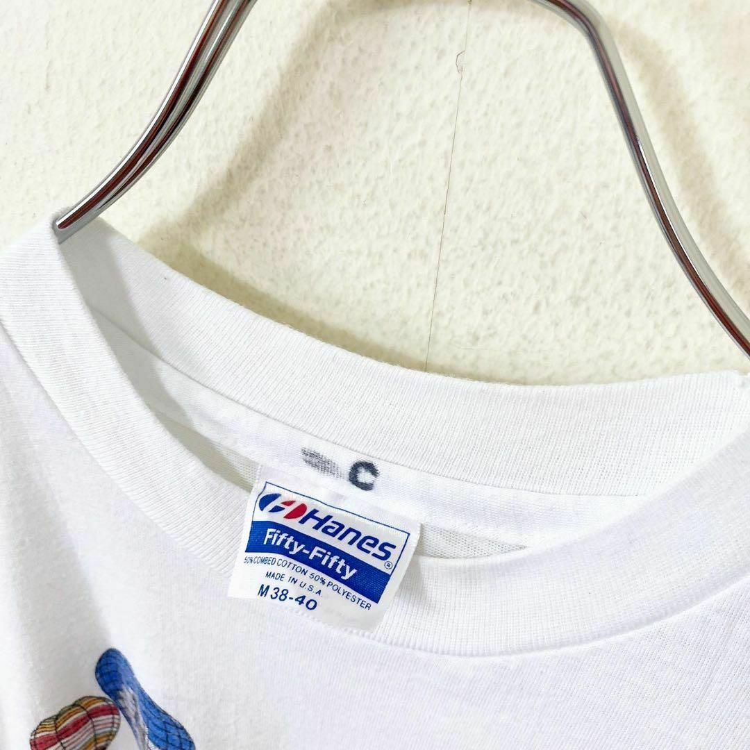 Hanes(ヘインズ)のUSA製　80s Hanes プリント　Tシャツ　半袖　古着　ヴィンテージ メンズのトップス(Tシャツ/カットソー(半袖/袖なし))の商品写真