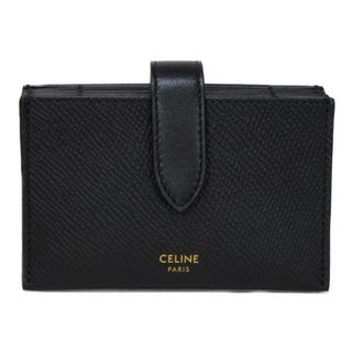 セリーヌ(celine)のCELINE セリーヌ アコーディオン カードホルダー 箔押し ベルト ストラップ グレインド カーフ 型押し 新ロゴ ブラック カードケース 10B693BFP.38NO(パスケース/IDカードホルダー)