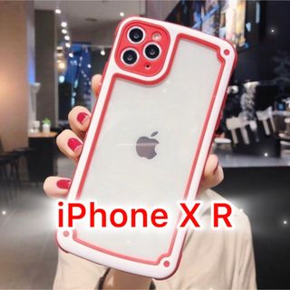 アイフォーン(iPhone)の【iPhoneXR】レッド iPhoneケース 大人気 シンプル フレーム(iPhoneケース)