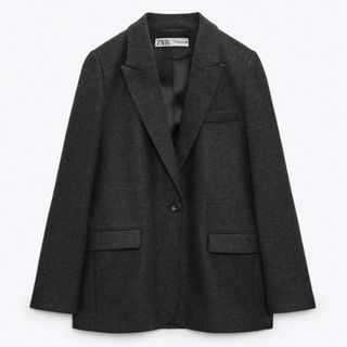 ザラ(ZARA)のZARA  ストレートウールブレンドジャケット  チャコール(テーラードジャケット)