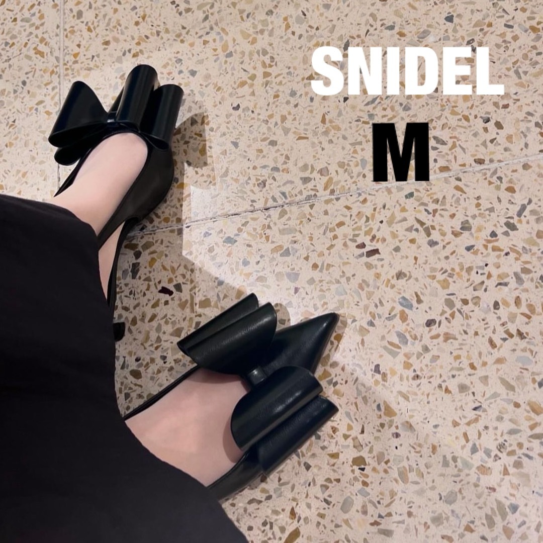 SNIDEL(スナイデル)のスナイデル　snidel リボンモチーフサンダル ブラック　BLK M★新品 レディースの靴/シューズ(サンダル)の商品写真