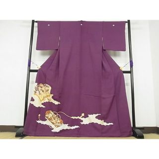 平和屋川間店■豪華色留袖　駒刺繍　文箱花文　金彩　着丈169.5cm　裄丈63.5cm　正絹　逸品　B-ag2266(着物)