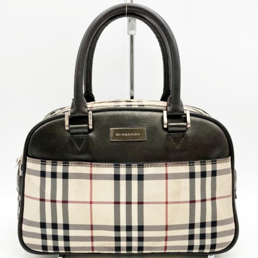 BURBERRY(バーバリー)のBURBERRY バーバリー ハンドバッグ ミニバッグ ノバチェック ブラウン ベージュ キャンバス レザー レディース ウィメンズ【中古】 レディースのバッグ(ハンドバッグ)の商品写真