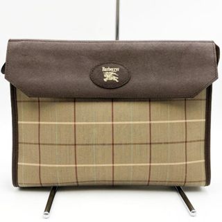 バーバリー(BURBERRY)のバーバリーズ クラッチバッグ セカンドバッグ ベージュ ブラウン チェック キャンバス レザー Burberrys レディース ウィメンズ【中古】(クラッチバッグ)