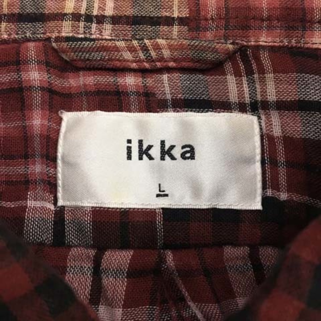 ikka(イッカ)のイッカ シャツ カジュアル ボタンダウン チェック ガーゼ 長袖 L 赤 黒 メンズのトップス(シャツ)の商品写真