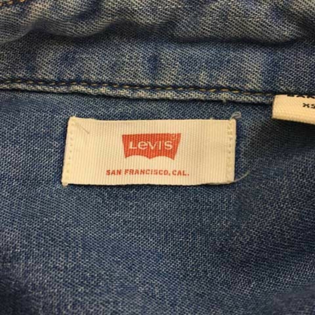 Levi's(リーバイス)のリーバイス シャツワンピース Iライン ミニ フリンジ 長袖 XS 青 水色 レディースのワンピース(ミニワンピース)の商品写真