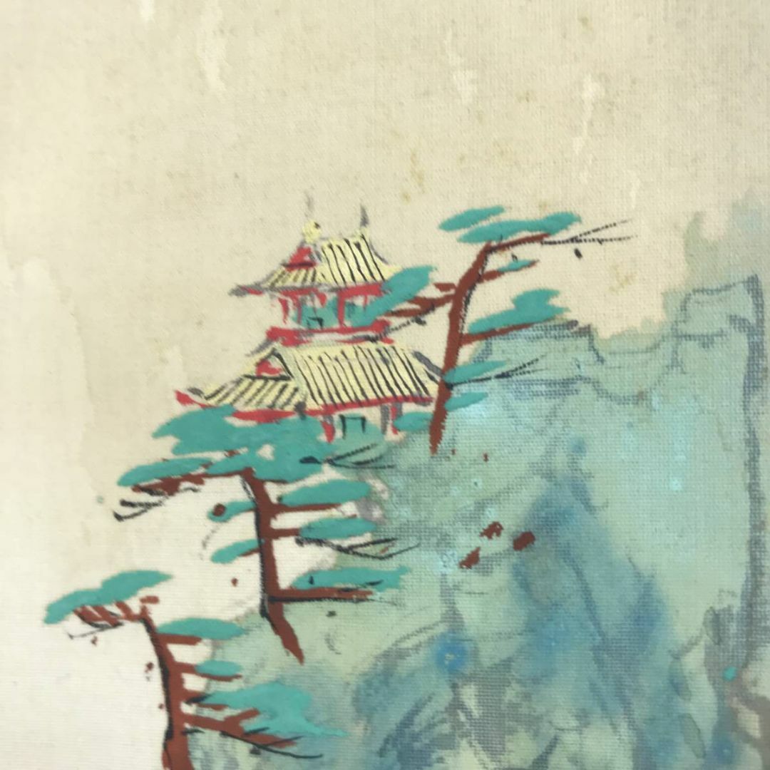 真作/貞翠/蓬莱山図/山水図/祝事山水図/掛軸☆宝船☆AE-163 真作/貞翠/蓬莱山図/山水図/祝事山水図/掛軸☆宝船☆AE-163