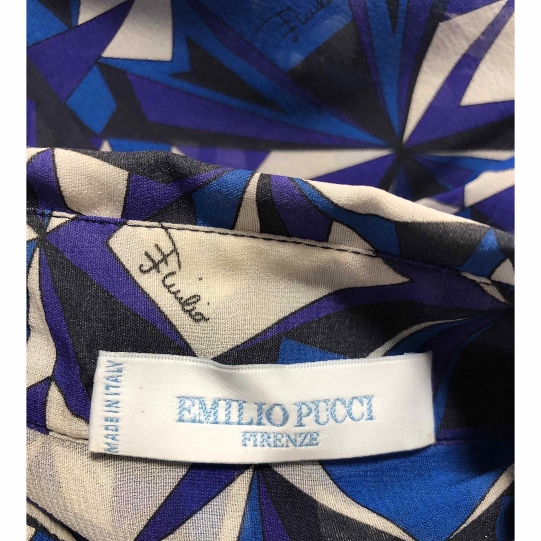 EMILIO PUCCI(エミリオプッチ)のエミリオプッチ  シルク　ブラウス　38 ブルー レディースのトップス(シャツ/ブラウス(長袖/七分))の商品写真