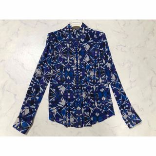 エミリオプッチ(EMILIO PUCCI)のエミリオプッチ  シルク　ブラウス　38 ブルー(シャツ/ブラウス(長袖/七分))