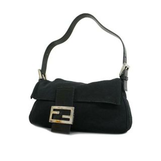 フェンディ(FENDI)の【4ge5647】フェンディ ハンドバッグ/マンマバケット/コットン/ブラック/シルバー金具 【中古】 レディース(ハンドバッグ)