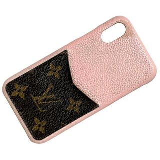 ルイヴィトン(LOUIS VUITTON)のルイ ヴィトン iPhone X Xs バンパー ピンク ブラウン モノグラム M68892 カバー ケース 中古 BC4139 LOUIS VUITTON 茶色 LV スマホ 10 10s サーモンピンク ポケット ロゴ シンプル(タバコグッズ)