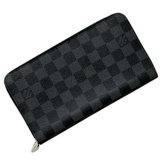 ルイヴィトン(LOUIS VUITTON)のルイ ヴィトン 長財布 ジッピー オーガナイザー NM ブラック グレー シルバー ダミエ グラフィット N60111 美品 中古 CA4189 LOUIS VUITTON 財布 ファスナー 大容量 総柄 ロゴ 男性 女性 プレゼント(財布)