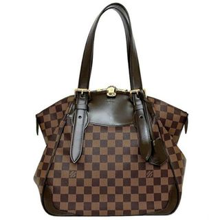 ルイヴィトン(LOUIS VUITTON)のルイ ヴィトン トートバッグ ヴェローナ ＭＭ ブラウン ゴールド ダミエ エベヌ N41118 美品 中古 DU3170 LOUIS VUITTON ハンドバッグ 鍵付き ファスナー 定番 人気 レディース トート バッグ 女性 肩掛け(ハンドバッグ)