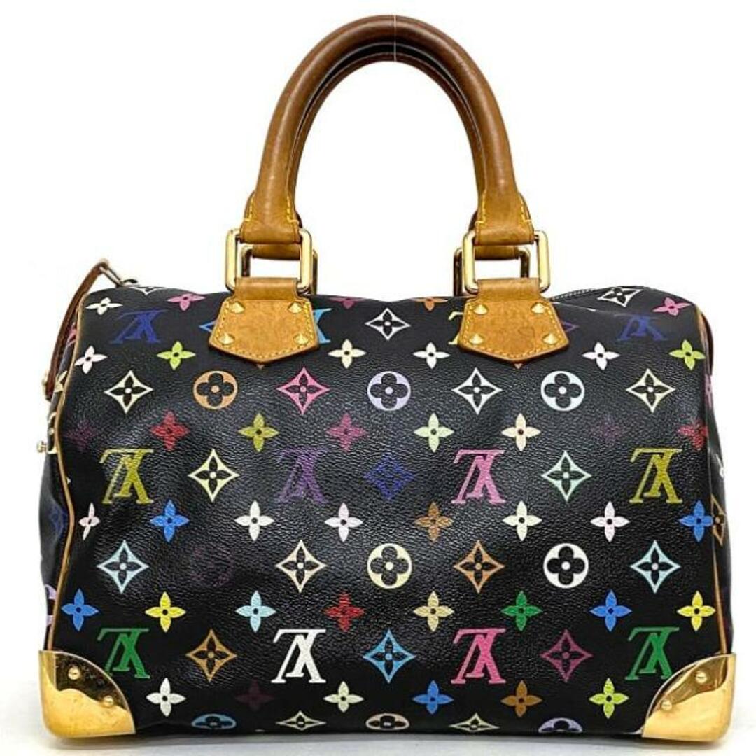 LOUIS VUITTON(ルイヴィトン)のルイ ヴィトン ハンドバッグ スピーディ 30 ブラック ベージュ マルチカラー ノワール モノグラム マルチ M92642 美品 モノグラムキャンバス ヌメ革 GP 中古 SP0093 LOUIS VUITTON 黒 カラフル レディースのバッグ(ハンドバッグ)の商品写真