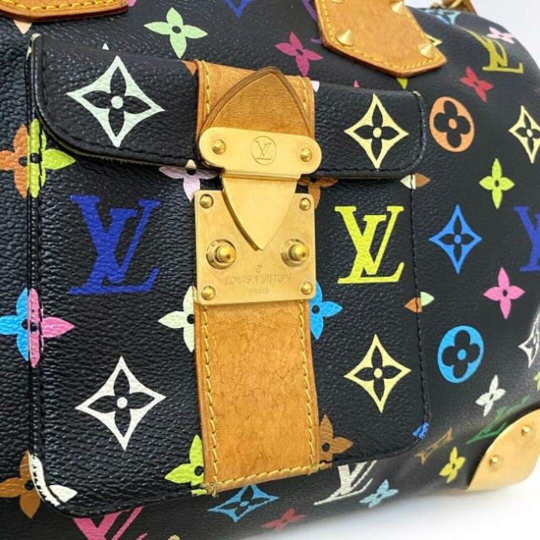 LOUIS VUITTON(ルイヴィトン)のルイ ヴィトン ハンドバッグ スピーディ 30 ブラック ベージュ マルチカラー ノワール モノグラム マルチ M92642 美品 モノグラムキャンバス ヌメ革 GP 中古 SP0093 LOUIS VUITTON 黒 カラフル レディースのバッグ(ハンドバッグ)の商品写真