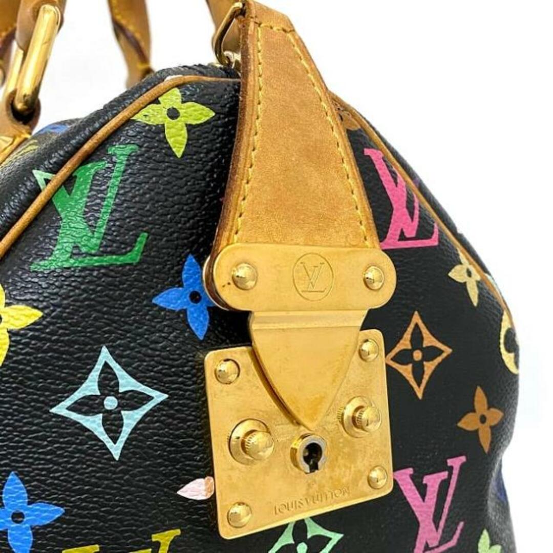 LOUIS VUITTON(ルイヴィトン)のルイ ヴィトン ハンドバッグ スピーディ 30 ブラック ベージュ マルチカラー ノワール モノグラム マルチ M92642 美品 モノグラムキャンバス ヌメ革 GP 中古 SP0093 LOUIS VUITTON 黒 カラフル レディースのバッグ(ハンドバッグ)の商品写真