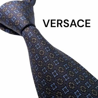 ヴェルサーチ(VERSACE)の728.VERSACE ネクタイ シルク 小紋柄　総柄 ネイビー  高級感(ネクタイ)