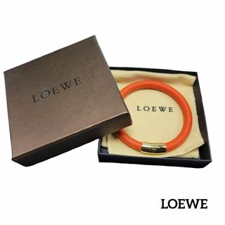 ロエベ(LOEWE)の【極美品】LOEWE napa バングル レザー オレンジ ゴールド(ブレスレット/バングル)