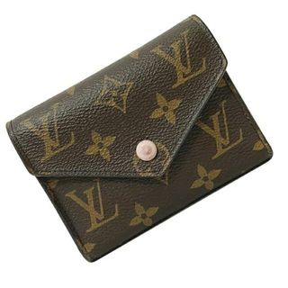 ルイヴィトン(LOUIS VUITTON)のルイ ヴィトン 財布 ポルトフォイユ ヴィクトリーヌ ブラウン ピンク ローズバレリーヌ モノグラム M62360 三つ折り 中古 NZ3119 LOUIS VUITTON LV 茶色 ホック ミニ コンパクト 小銭入れ有 定番 人気(財布)