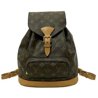 ルイヴィトン(LOUIS VUITTON)のルイ ヴィトン リュック モンスリ ＭＭ ブラウン ベージュ モノグラム M51136 美品 モノグラムキャンバス ヌメ革 中古 SP0918 LOUIS VUITTON バックパック 旅行 ヴィンテージ フラップ ベルトフラップ 総柄(リュック/バックパック)