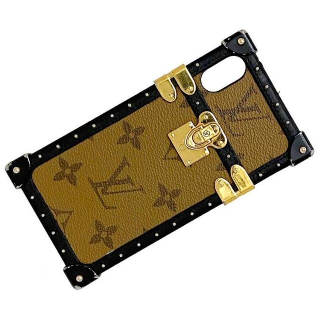 LOUIS VUITTON(ルイヴィトン)のルイ ヴィトン iPhone X Xs ケース アイトランク ライト ベージュ ブラウン ブラック モノグラム リバース M67893 カバー モノグラムキャンバス レザー 中古 BC2109 LOUIS VUITTON LV 茶色 黒 メンズのファッション小物(タバコグッズ)の商品写真