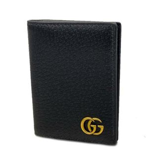 グッチ(Gucci)の【4ha0120】グッチ 名刺入れ/GGマーモント/428737 1147/レザー/ブラック/ゴールド金具 【中古】 メンズ(名刺入れ/定期入れ)