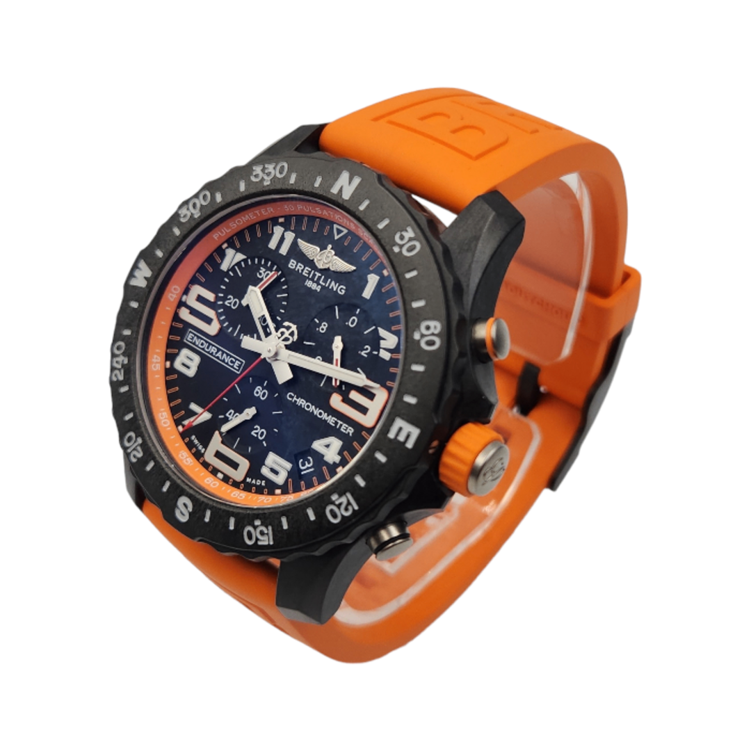 BREITLING(ブライトリング)のBREITLING ブライトリング エンデュランス プロ 腕時計 メンズ クロノグラフ クォーツ ブラック/オレンジ X82310 中古 T1 メンズの時計(腕時計(アナログ))の商品写真